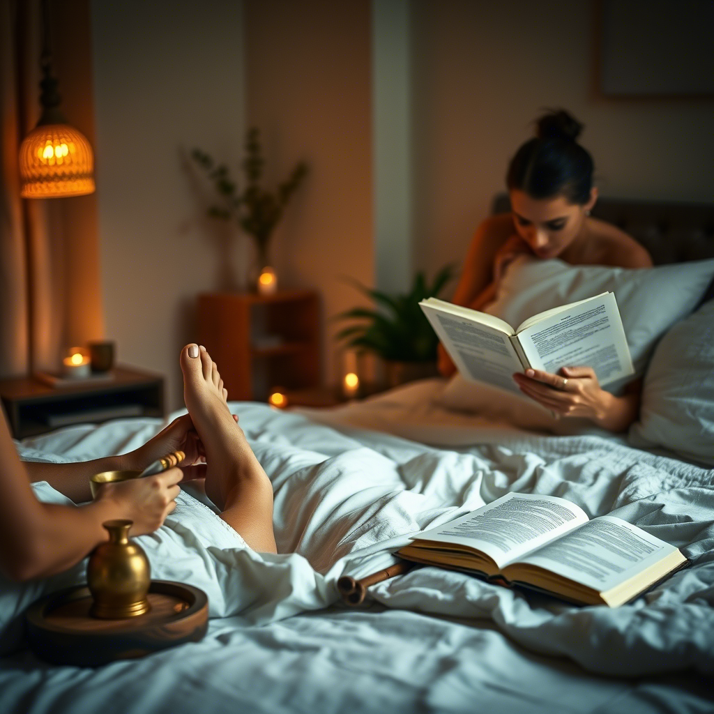 Relaxing bedtime setup