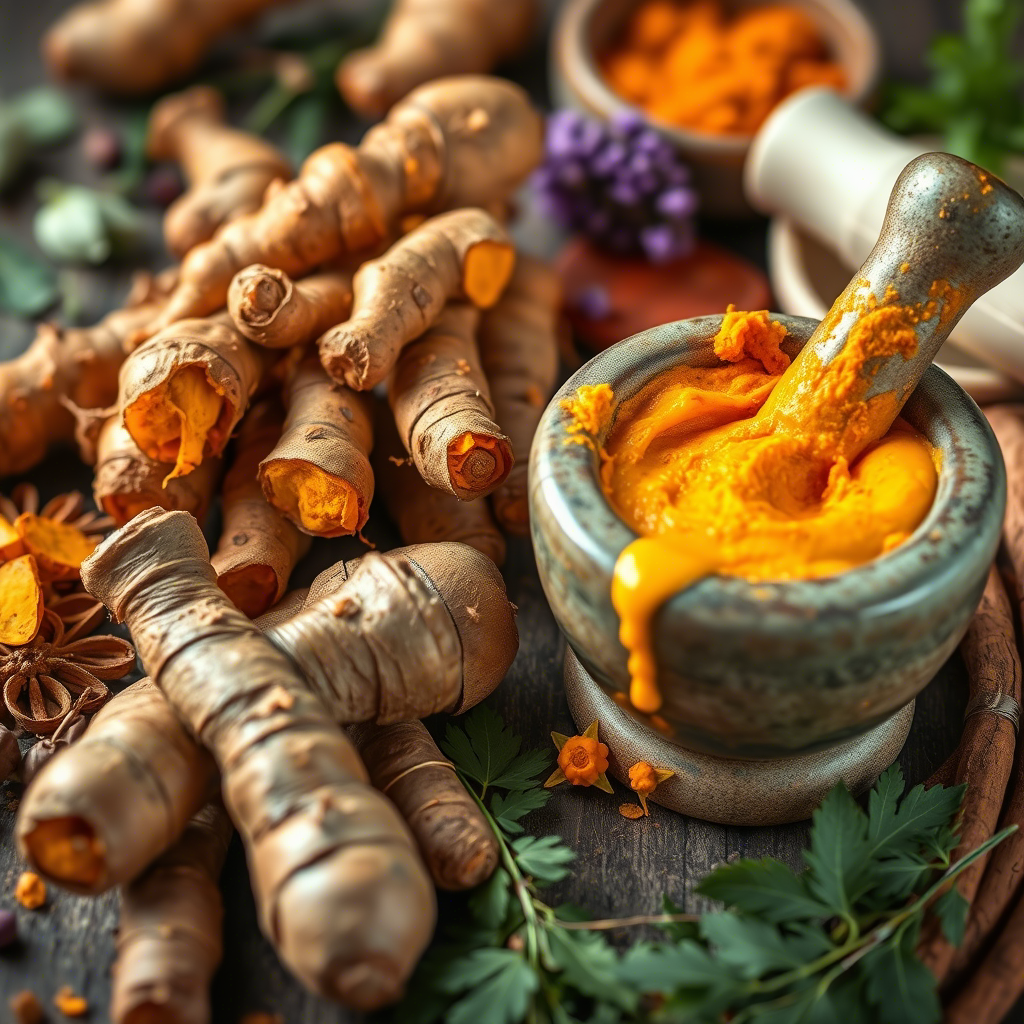 Turmeric root and powder