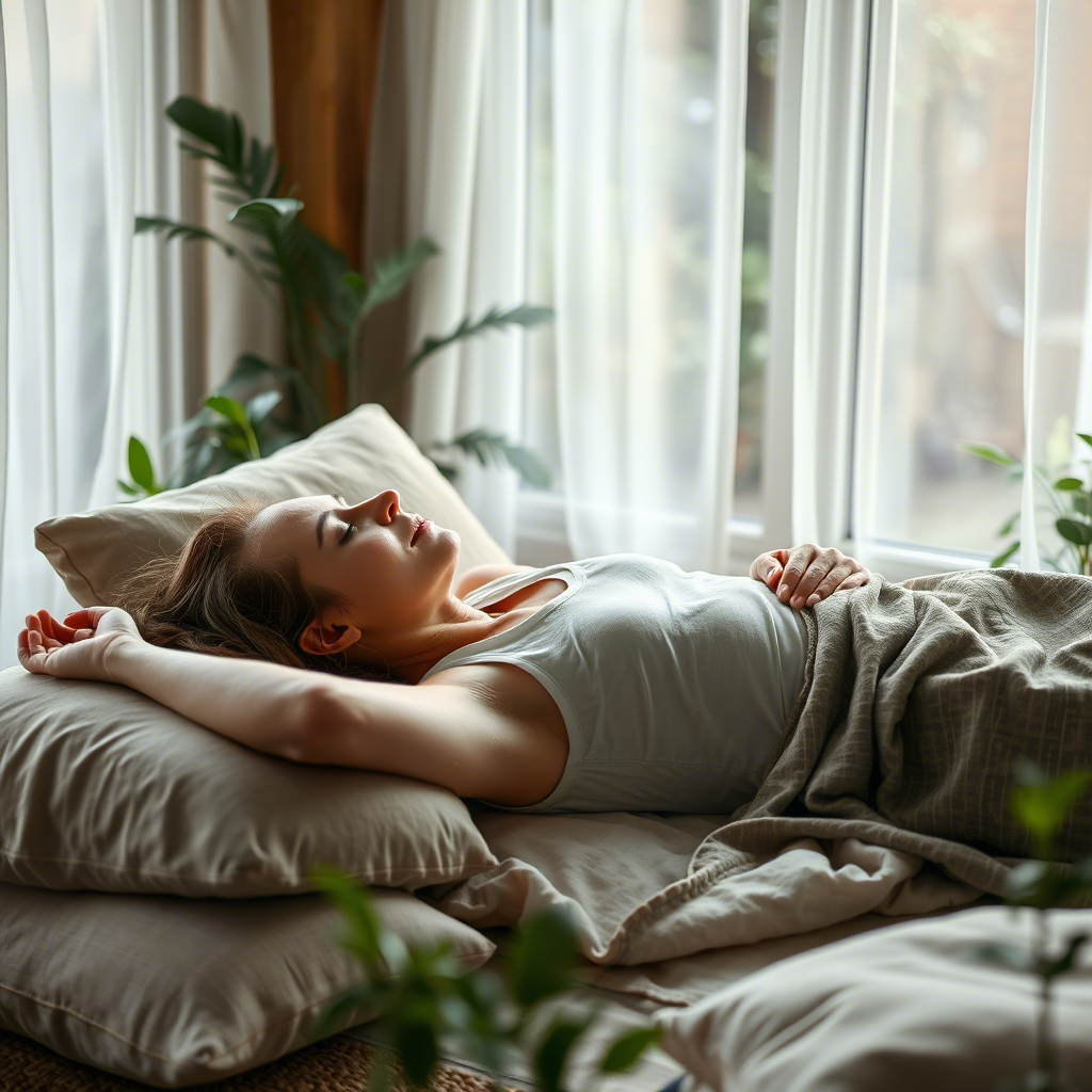 Person in yoga nidra pose